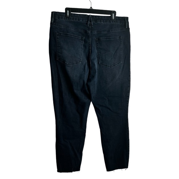 GOOD AMERICAN GOOD WAIST CROP RAW HEM SKINNY JEANS BLUE 631 DARK BLUE SIZE 18 - Picture 7 of 7